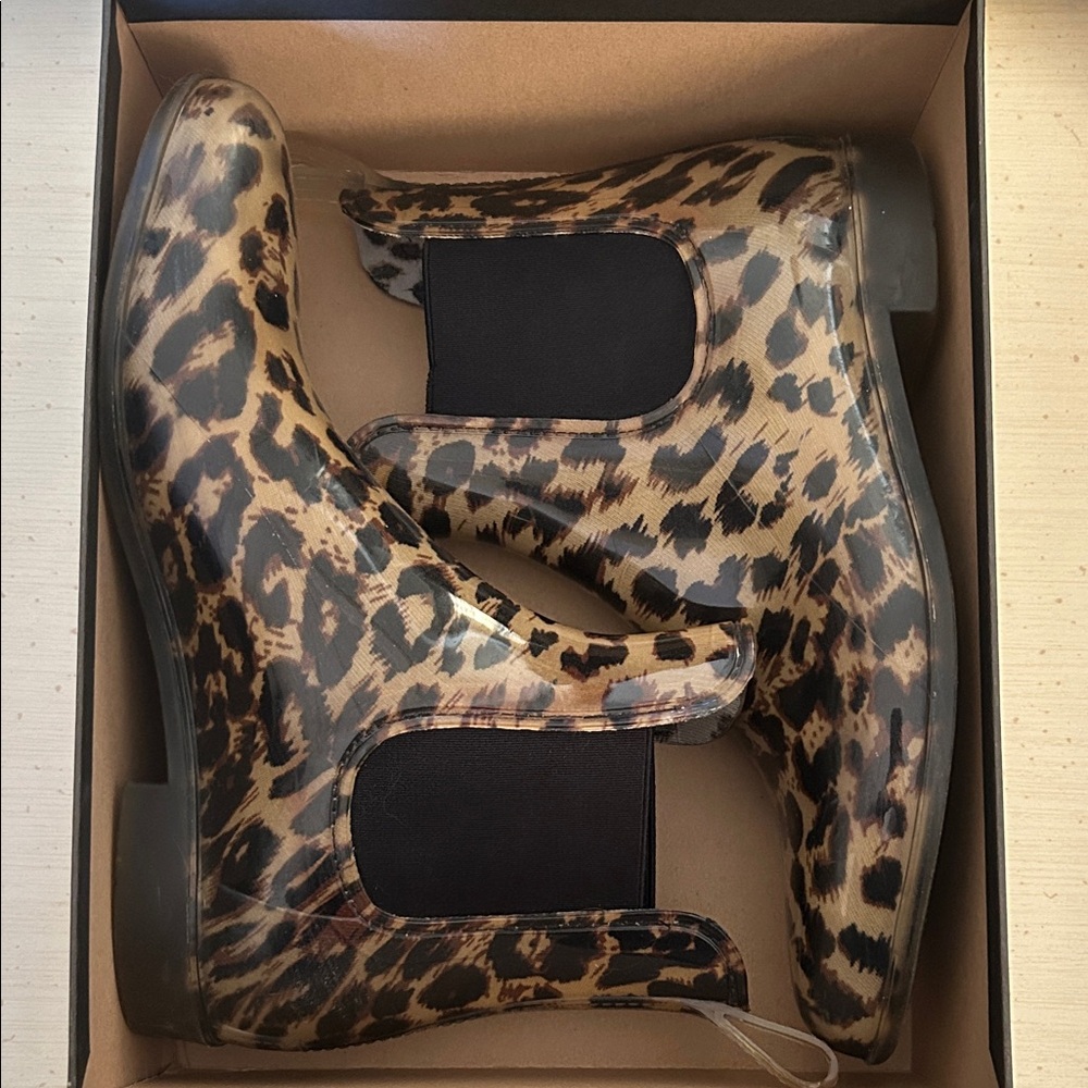 J. Crew Leopard Print Ankle RainBooties